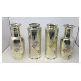 4 GOLD TONE GLASS VASES 11' JAPAN