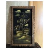 Framed Velvet Ship Print