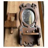 Wooden Wall Mirror and Candle Holder