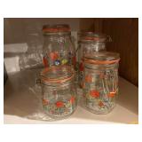 4 Jar Floral Glass Canister Set