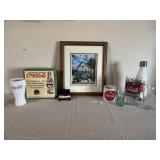 Coca-Cola Glasses Car Tin Framed Photo