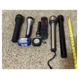 Blue Tote of Assorted Flashlights