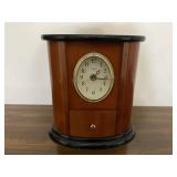 Wooden Linden Mantle Clock with Storage Drawer