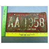 1961 Illinois License Plate