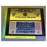 Chicago Bears 1986 Super Bowl Champions Plaque