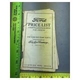 1925 Ford Price List