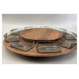 Digsmed Lazy Susan Teak Fondue Tray
