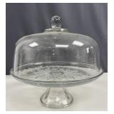 Vintage Pedestal Glass Cake Stand with Glass Dome