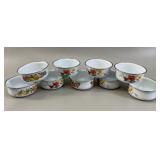 Vintage Enamel Storage Bowls floral and fruit