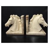 Italian Equestrian Marble Horse Bust Bookends