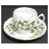 Colclough England Teacup Saucer Dogwood Flowers
