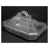 EAPG Coffin Form Clear Glass Lidded Dish
