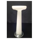 Tall Modernist Clear Cased White Glass Vase