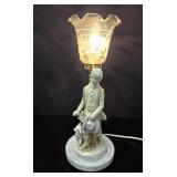 Porcelain Figural Marble Base Table Lamp