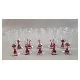 10 Sawyer Mouth Blown Wine Glasses, Signed