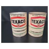 2 TEXACO Aluminum Paint Cans vtg