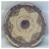African Vintage Hand Woven Flat Coil Tribal Basket