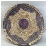 African Vintage Hand Woven Flat Coil Tribal Basket