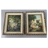 Textured Prints on Canvas, Courting Couples,