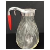 Lg Federal Glass Syrup Pitcher Red Bakelite Handle