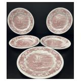 5 Vitrified Grindley After Constable Red Plates