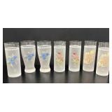 7 Floral Lace Frosted Tom Collins Glasses