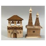 2 Soviet Era Russian Hand Carved Churches