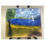 Signed Enamel On Copper Landscape Rectangular