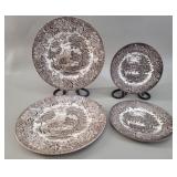 4 IronStone Transferware Plates vtg