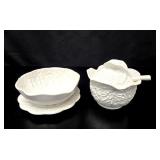 Ceramic White Cabbage Soup Turren & Soup Bowl