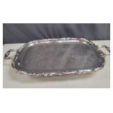 Massive Silver Plated Footed Tray vtg