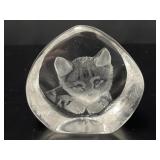 Crystal Ice Cat Sculpture by Mats Jonasson