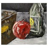 Weinstein, Pop Art Apple & Wine Bottle Still Life