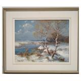 Peter Cox, Early Winter Marsh Dutch Landscape, Oil
