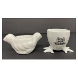 2 White vintage Figural Egg Cups