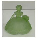 Tiffin Glass Frosted Uranium Lady Boudoir Figurine