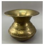 Hand-Hammered Brass Lota Vessel, Vase VTG
