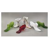 Glass & Porcelain Shoe Figurine Collection vtg