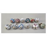 Assorted Hand-Painted Ceramic Drawer Knobs, Set