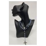 Opaque Light Blue Glass Rosary, Czech