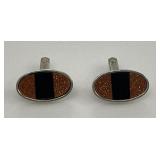 Onyx and Gold Sandstone Men's Cufflinks, 60s