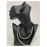 Faux Black and White Pearl Necklace