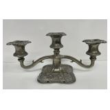 Vtg Silver Plate 3-Light Grape & Vine Candelabra
