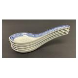 5 Vintage Chinese Rice Grain Porcelain Spoons
