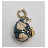 Faberge Style Enamel Frog on Egg Pendant