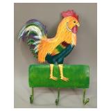 Haitian Painted Metal Rooster Wall Hooks Ajoupa
