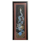 Blue Himalayan Dragon Black Thangka Painting