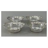 Set of 4 Silver Plate Pierced Nut Dishes VTG