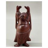 Chinese Carved Wood Laughing Buddha Figurine