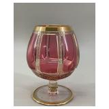 Vintage Bohemian Cranberry Glass Brandy Snifter